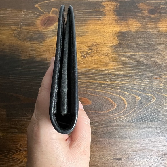 Coach Black Pebbled Leather Long Flap Card‎ Wallet Everyday Minimalist Classic - Picture 4 of 16